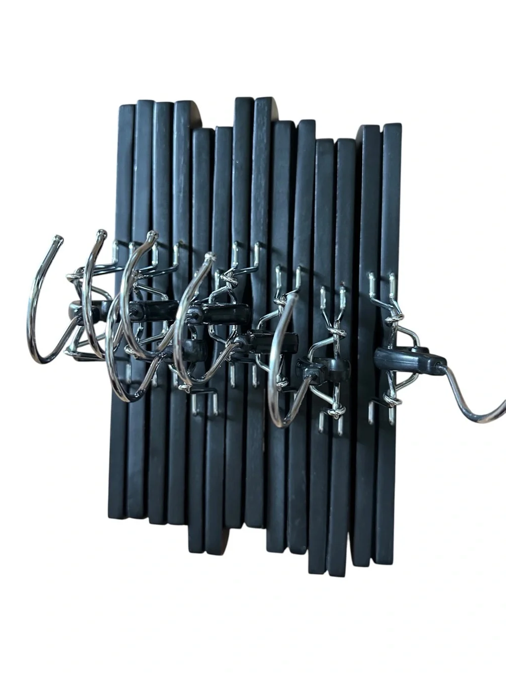 Amazon 7 Pack WOODEN Pants skirt Hangers Clips Black Non-Slip 360° Swivel Hook
